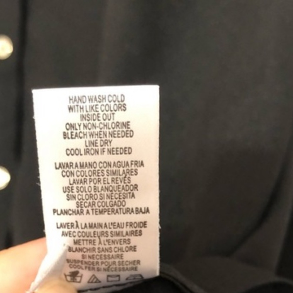Karl Lagerfeld black satin bell 3/4 sleeve top M - Picture 3 of 6